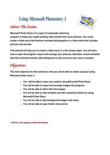 Photo story 3 tutorial | PDF