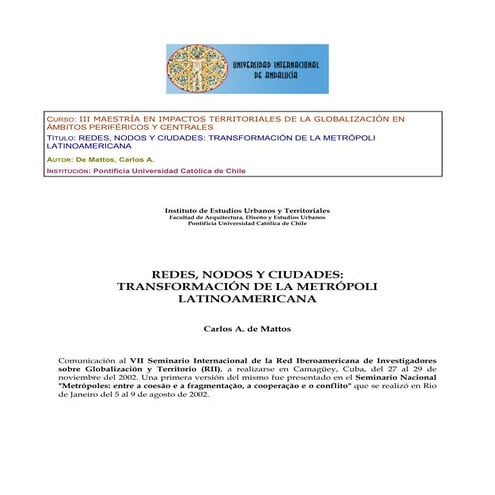 Metropolis Latinoamericanas. Mattos. | PDF
