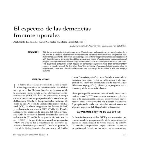 El espectro de las demencias frontotemporales