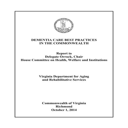 Dementia care best practices in the Commonwealth of Virginia