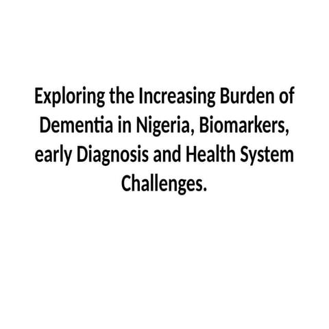 Dementia presentations and introductions