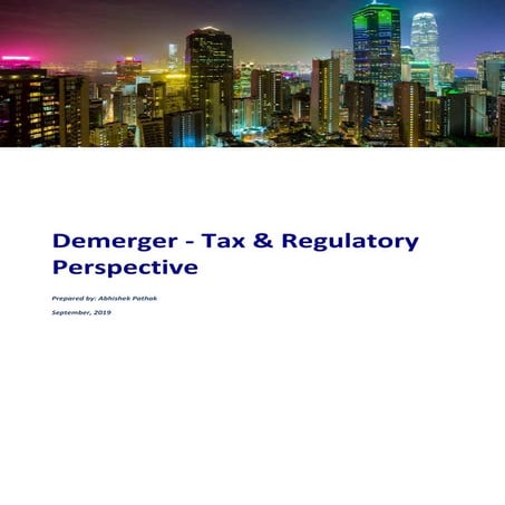 Demerger - Tax & Regulatory Perspective