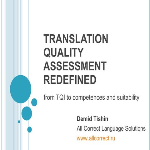Translation quality assessment redefined