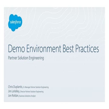 Demo Environment Best Practices (Salesforce Partners)