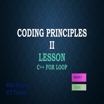 Comprehensive Guide to Using For Loops and Lists in C++ for Grade 9 | PPTX