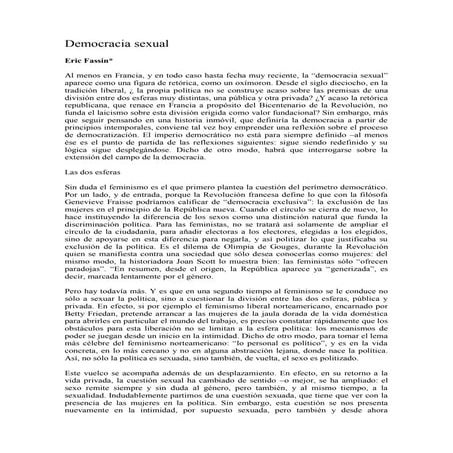 Democracia Sexual Por Eric Fassin