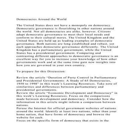 Democracies Around the WorldThe United States does not have a .docx