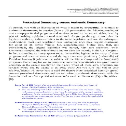 Defining Democracy: Procedural AND Authentic