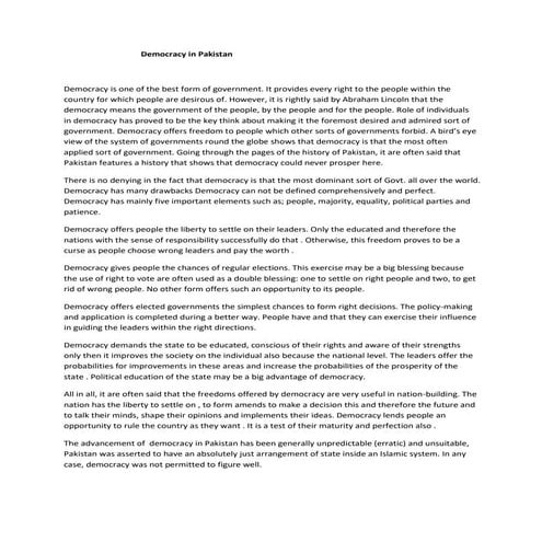 Democracy in Pakistan Hopes and Hurdles