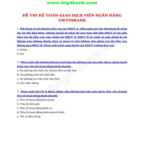 DAP AN CHI TIET DE THI KE TOAN - GIAO DICH VIEN VIETINBANK