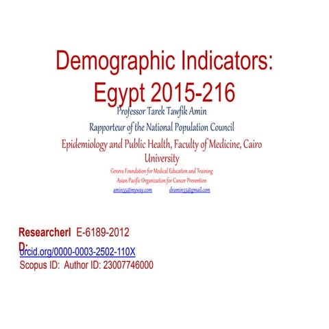 Egypt some Demographic indicators
