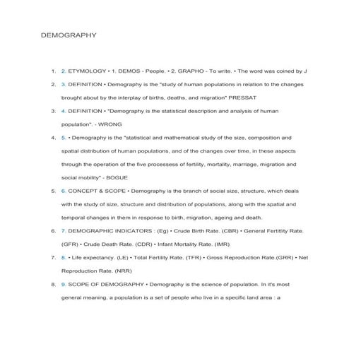 DEMOGRAPHY and its distribution of the popoulation