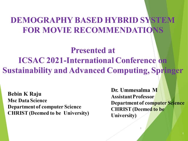 Demography basedhybridrecommendersystemformovierecommendation