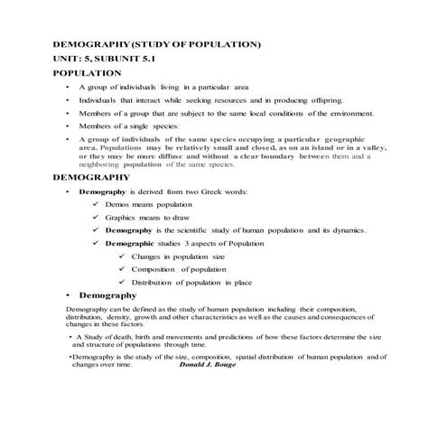Demography,unit 5