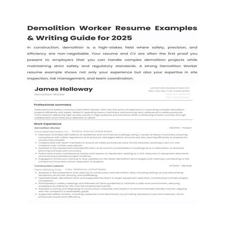 Construction Laborer Resume Examples & Writing Guide for 2025 | PDF