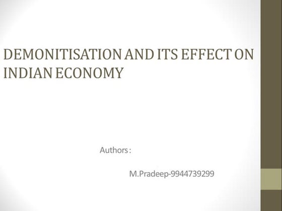 DEMONETISATION IN INDIA AND ITS IMPACT | PPT