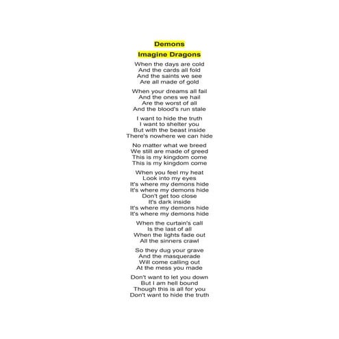 Demons by Imaging Dragons | ODP