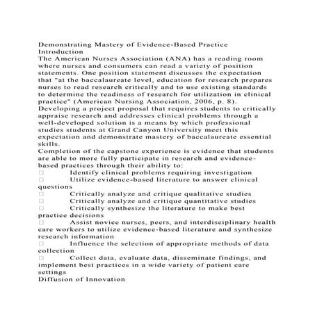 Demonstrating Mastery of Evidence-Based PracticeIntroductionTh.docx