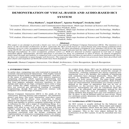 Demonstration of visual based and audio-based hci system