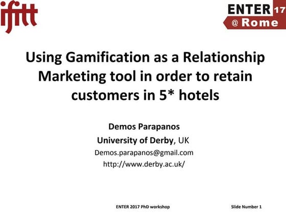 Using Gamification as a Relationship Marketing tool in order to retain custom...
