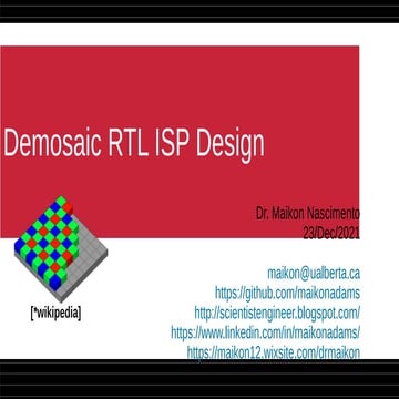 Demosaic RTL for ISP workflow