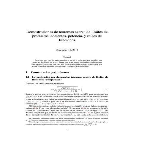 Demostraciones de teoremas acerca de límites