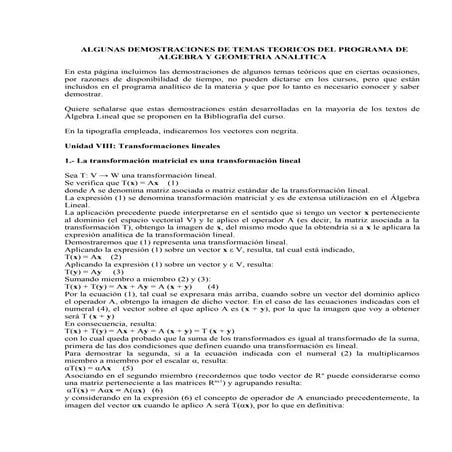 Demostraciones transformaciones lineales
