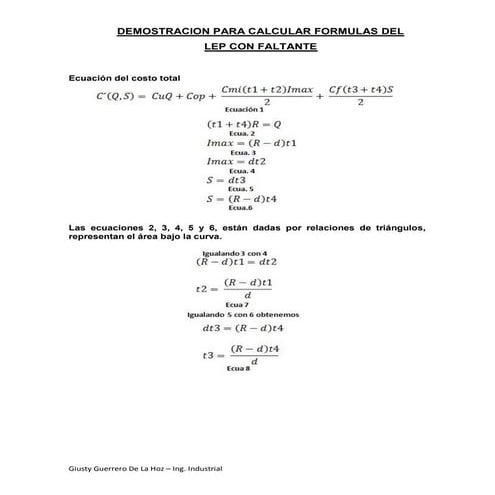 DEMOSTRACION PARA CALCULAR FORMULAS DEL LEP CON FALTANTE | PDF