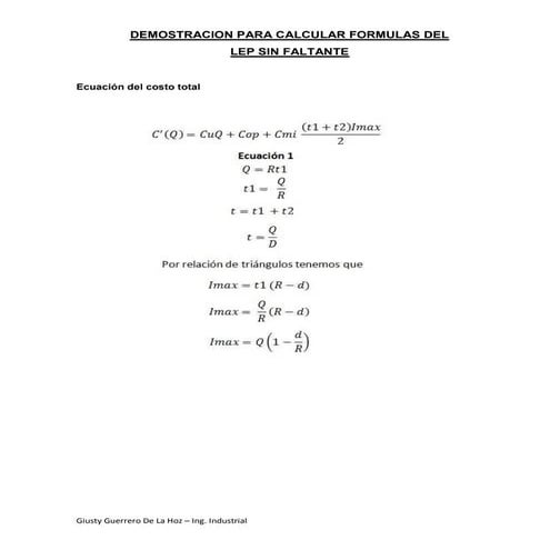 DEMOSTRACION PARA CALCULAR FORMULAS DEL LEP SIN FALTANTE | PDF