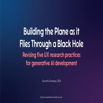 Building the plane as it flies through a black hole: revising five UX researc...