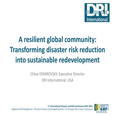 THE SENDAI FRAMEWORK FOR DISASTER RISK REDUCTION | PDF