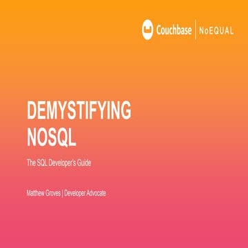 Demystifying NoSQL - All Things Open - October 2020