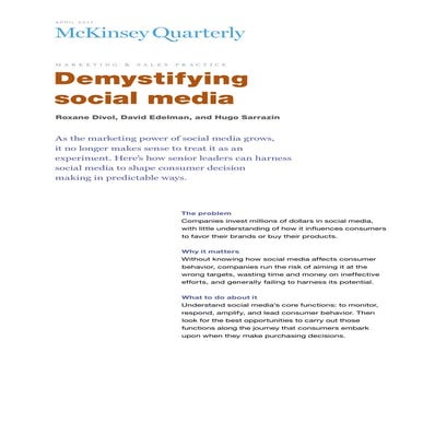 McKinsey: De Mystifying Social Media