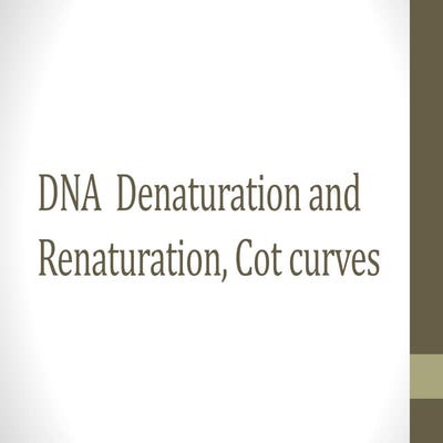 DNA  Denaturation and Renaturation, Cot curves
