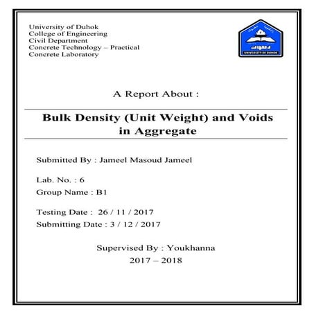Bulk Density & Voids in Aggregate | Jameel Academy