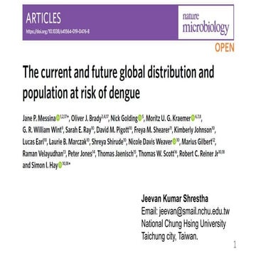 Current and future global distribution and population at risk of dengue