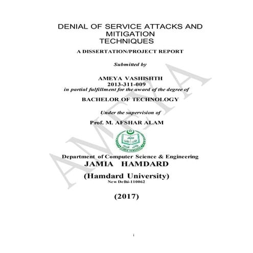 Denial of service attacks and mitigation