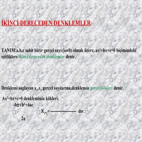 2. Dereceden Denklemler