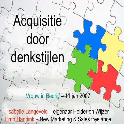 Denkstijlen bij acquisitie - Vrouwen in Bedrijf