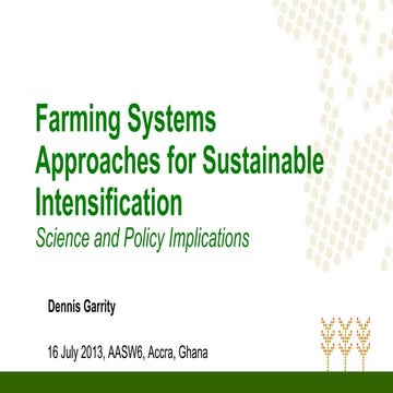 Farming Systems Approaches for Sustainable Intensification :Science and Polic...