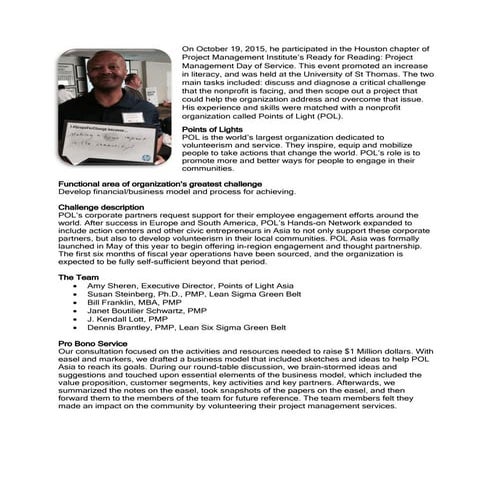 Dennis Provided Pro Bono Service to Points of Lights