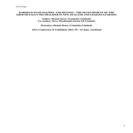 Darfield to Dunsandel and Beyond - The Development of the Ground Fault Neutra...