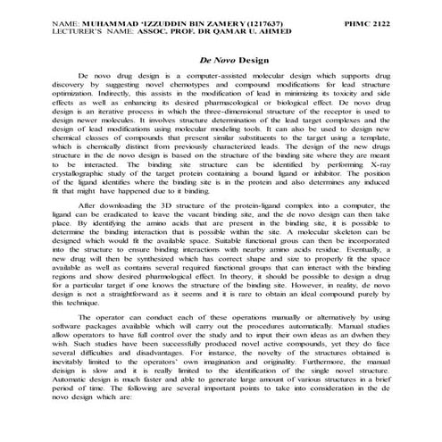 De novo drug design assignment