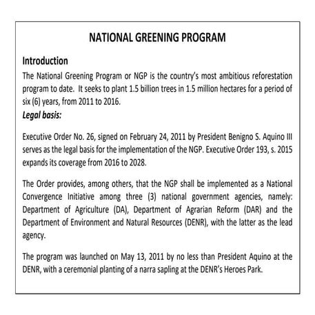 National Greening Program: Reforestation and Sustainable Development in ...