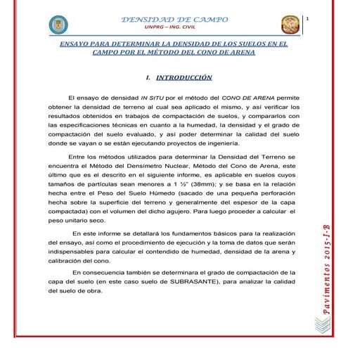 DENSIDAD IN SITU-MÉTODO DEL CONO DE ARENA