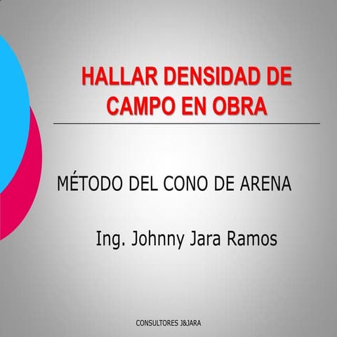 Densidad de campo en Obra, método del cono de arena