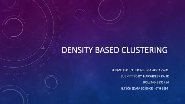 Density Based Clustering harsh for college