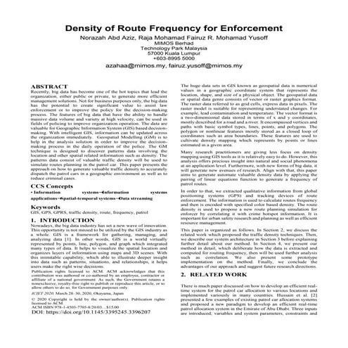 Density of route frequency for enforcement 