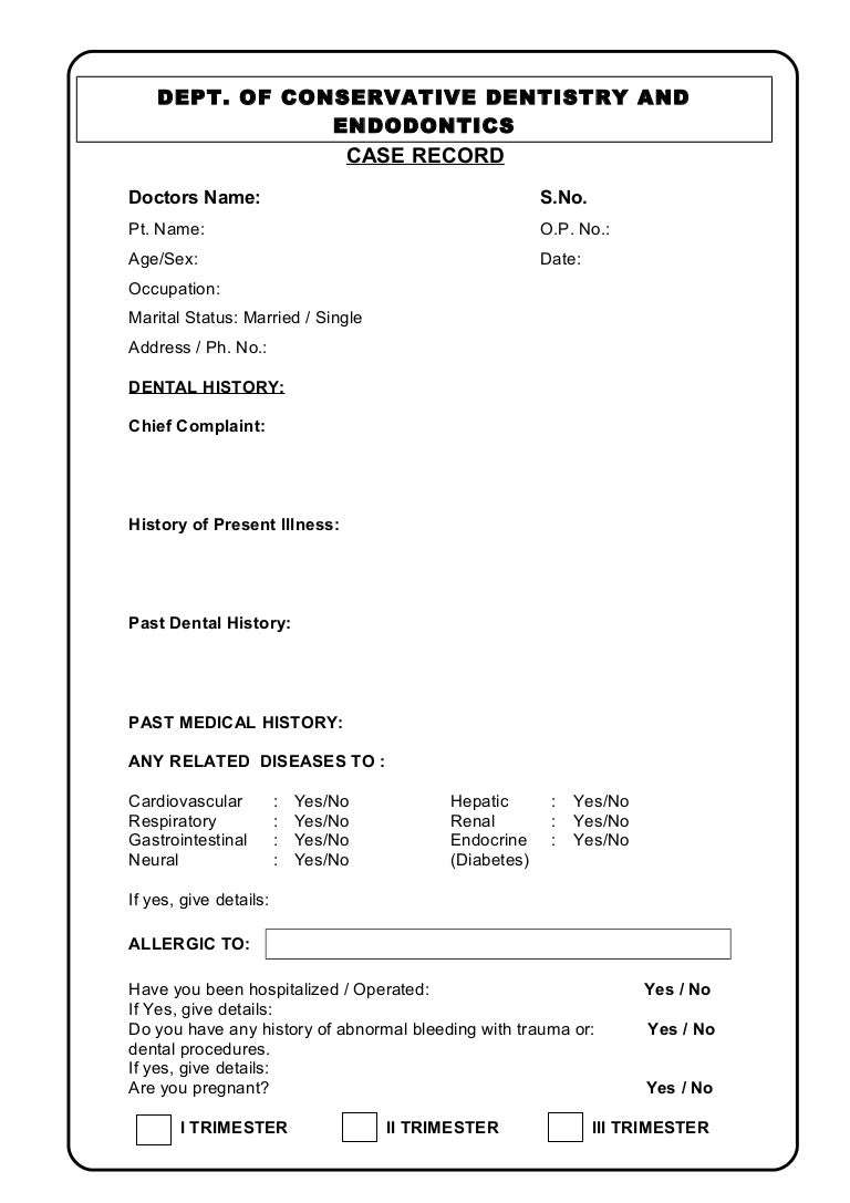 Conservative Dentistry case sheet / endodontics courses online