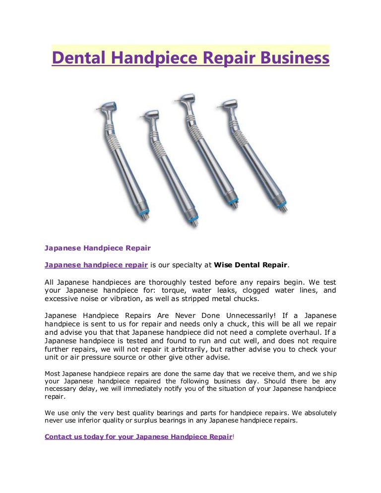 Dental Handpiece Repair Business Wise Dental Repair